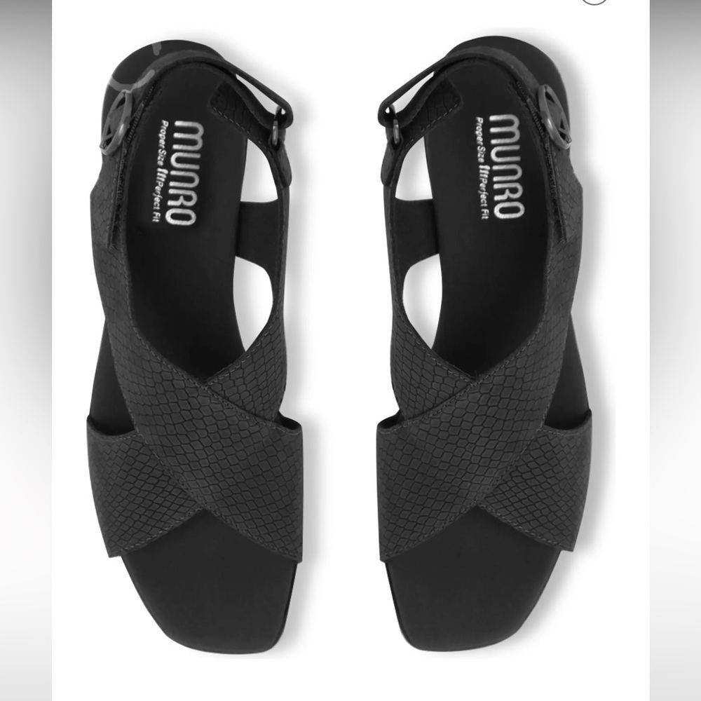 MUNRO Jenny Black Lizard print‎ Nubuck sandals Sz 11 N New